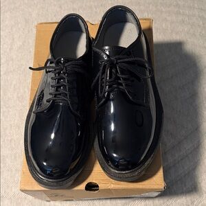 Elegant Black High Gloss Patent Leather Women's Oxford Shoe